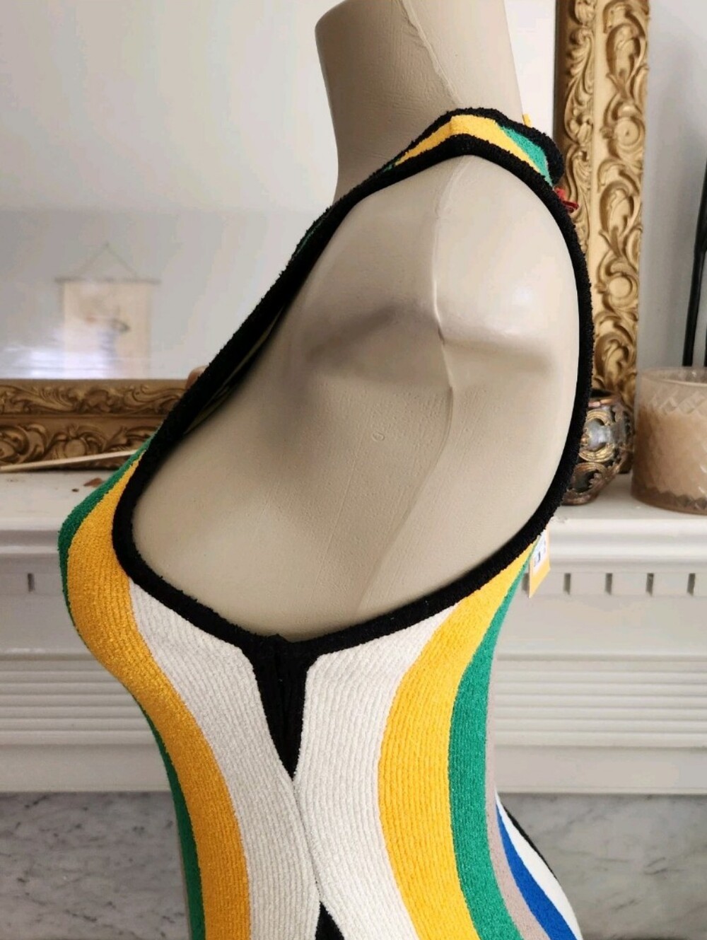 Simon Miller Mango Blue Striped Dress Green White Mini Stretch Terry Size 8 - Picture 6 of 9